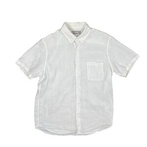 Everlane Mens White 100% Linen Short Sleeve Button Down Shirt Small Minimalist